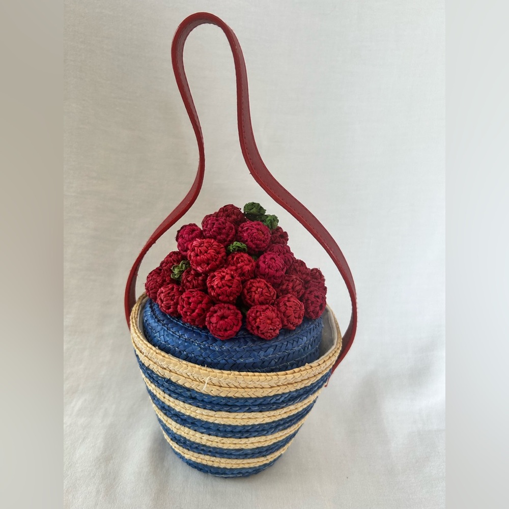 Lulu Guinness Life is a Bowl of Cherries Straw Raffia Handbag